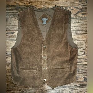 Great Northwest Clothing Company Brown Suede Button Down Vest.  Size XL